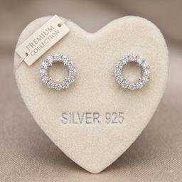 Tiny Silver Circle Earrings | Minimalist 925 Silver Jewelry thumbnail 3