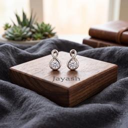 925 Sterling Silver Infinity Stud Earrings With Zirconia | Jayash  thumbnail 1