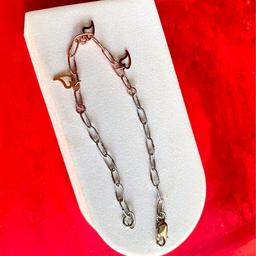 Dual-tone 92.5 Silver Chain Bracelet With Italian Lock thumbnail 2