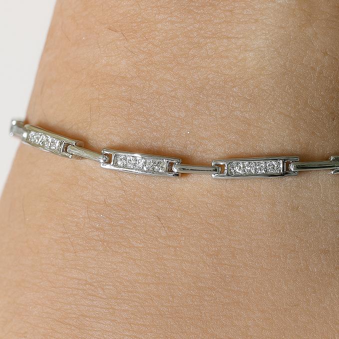 Elegant Silver Diamond-link Bracelet — 925 silver, image 1