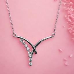 Elegant Sterling Silver V-shaped Necklace With Crystals thumbnail 1