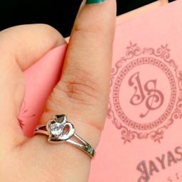 925 Silver Heart Embrace Ring With Sparkling Solitaire thumbnail 2