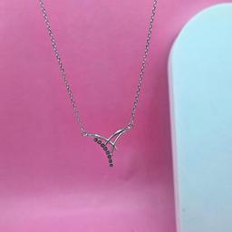 Elegant Sterling Silver V-shaped Necklace With Crystals thumbnail 6