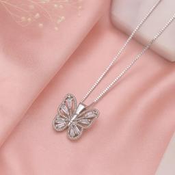 925 Silver Butterfly Pendant Chain – Open-wing Design With “best” Engraving thumbnail 2