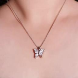 925 Silver Butterfly Pendant Chain – Open-wing Design With “best” Engraving thumbnail 7