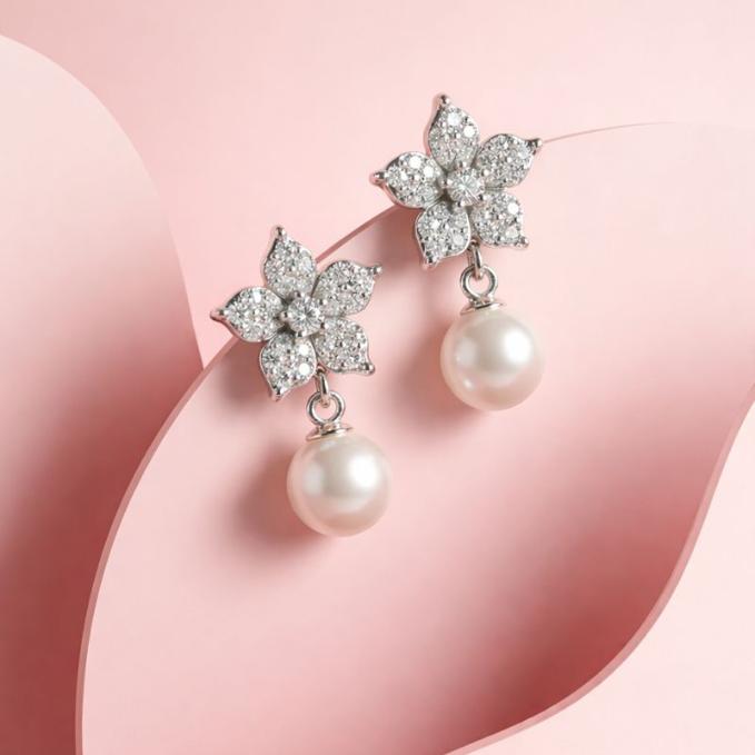 Elegant 925 Silver Earrings With Pearl Drop — 925 silver, image 1