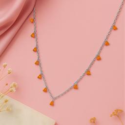 925 Silver Necklace With Orange Triangle Drops thumbnail 3