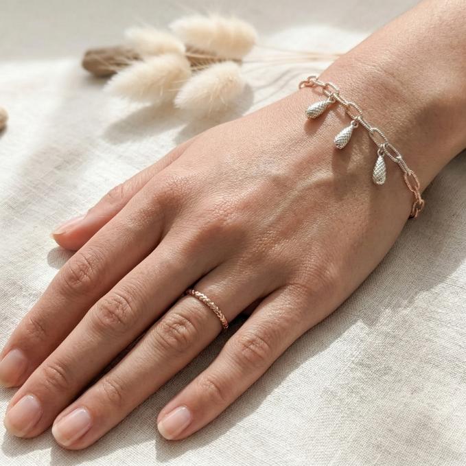 Rose Gold & Silver Dual Tone Drop Bracelet – 925 Silver — 925 silver, image 1
