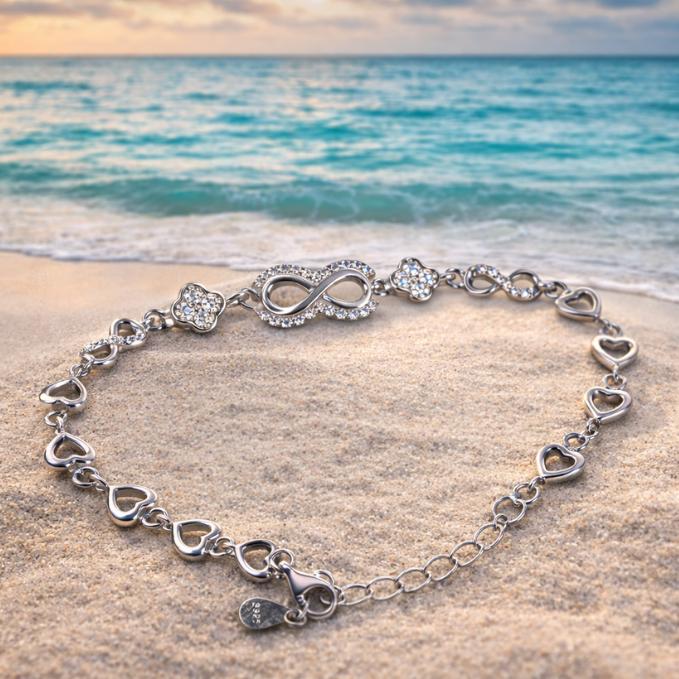 Infinity Love 925 Silver Heart Bracelet — 925 silver, image 1
