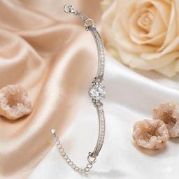 925 Sterling Silver Oval-cut Statement Bracelet thumbnail 2