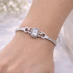 925 Sterling Silver Oval-cut Statement Bracelet thumbnail 3
