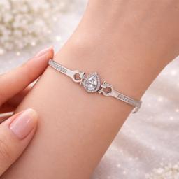 Elegant Teardrop Crystal 925 Silver Bracelet ✨ thumbnail 2