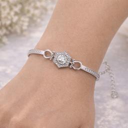 Elegant Hexagon Crystal 925 Silver Bracelet ✨ thumbnail 1