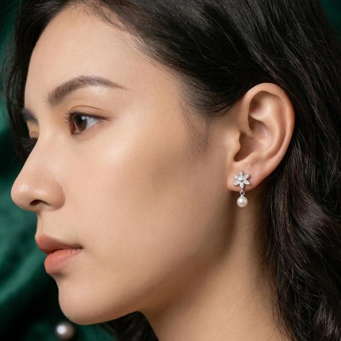 Stellar Bloom Silver Pearl Drops — 925 silver, image 1