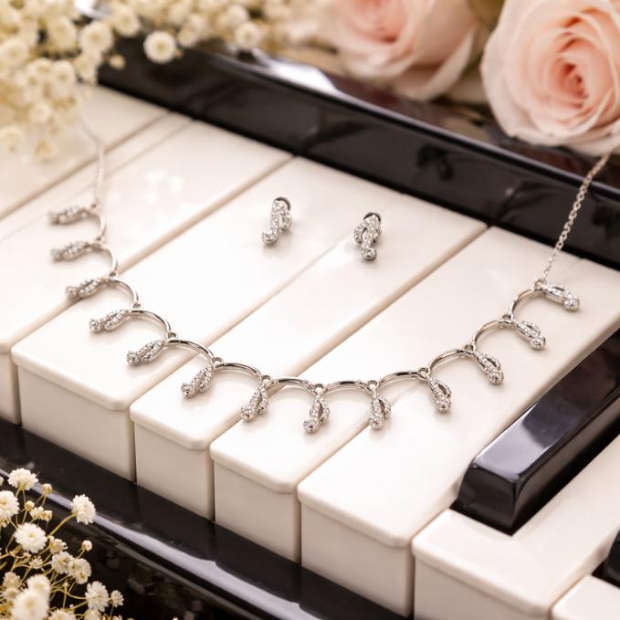Midnight Melody Silver Necklace Set — 925 silver, image 1