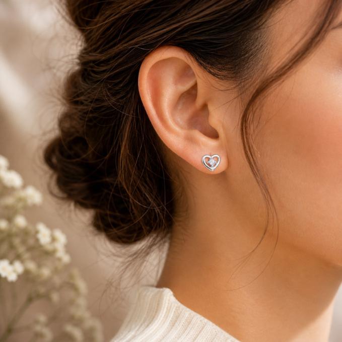 Heart Studs – Pure 925 Sterling Silver — 925 silver, image 1