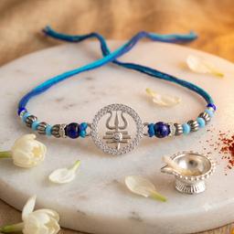 Divine Trishul 925 Pure Silver Rakhi – Lord Shiva’s Blessing thumbnail 2